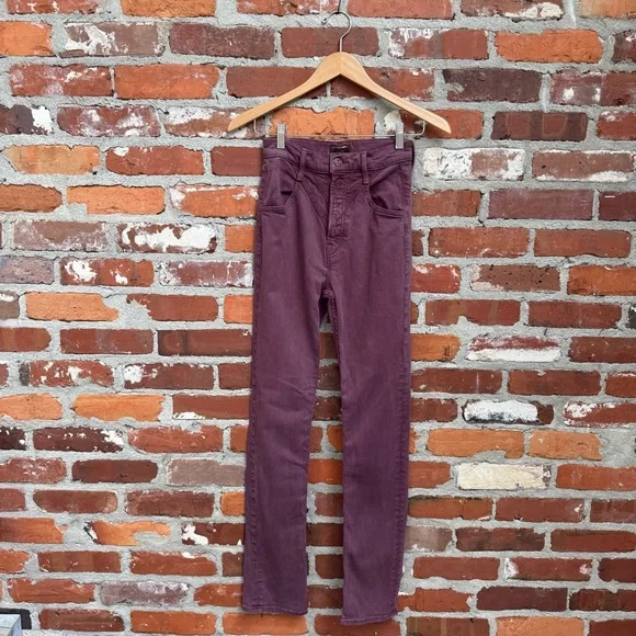 Mother The Rocky Rider Skimp High Rise‎ Skinny Jeans Mauve Wine Size 25 - Picture 2 of 12